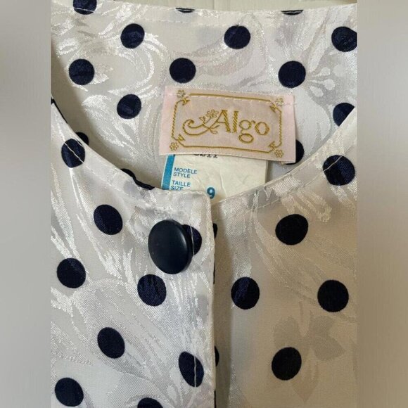 Vintage 80s Polka Dot Dress "Pretty Woman" Glam Satin Jacquard - Picture 5 of 16